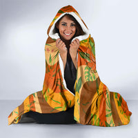Hawaiian Piko Lani Cultivate I Ka Piko Aloha Hooded Blanket Retro Psychedelic Taro Leaf - Hibiscus Flowers