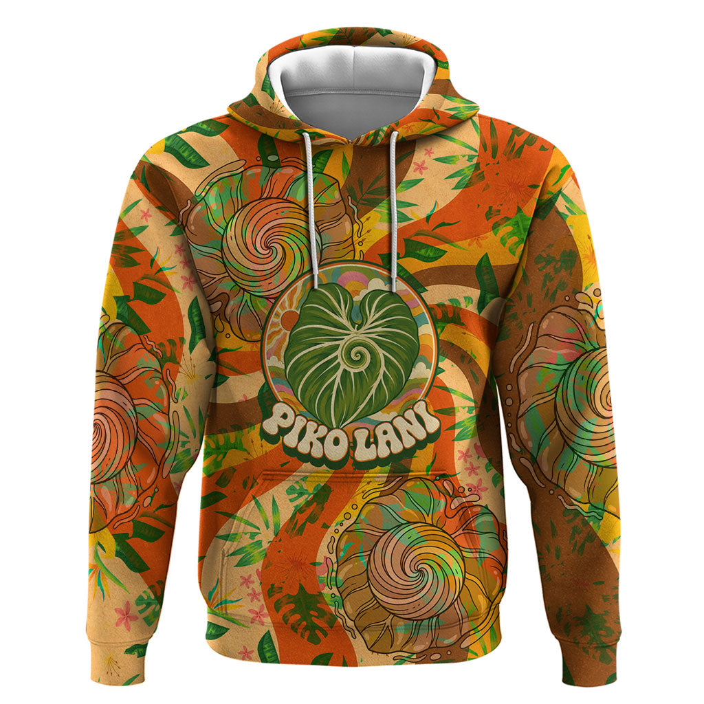 Hawaiian Piko Lani Cultivate I Ka Piko Aloha Hoodie Retro Psychedelic Taro Leaf - Hibiscus Flowers