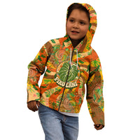 Hawaiian Piko Lani Cultivate I Ka Piko Aloha Kid Hoodie Retro Psychedelic Taro Leaf - Hibiscus Flowers