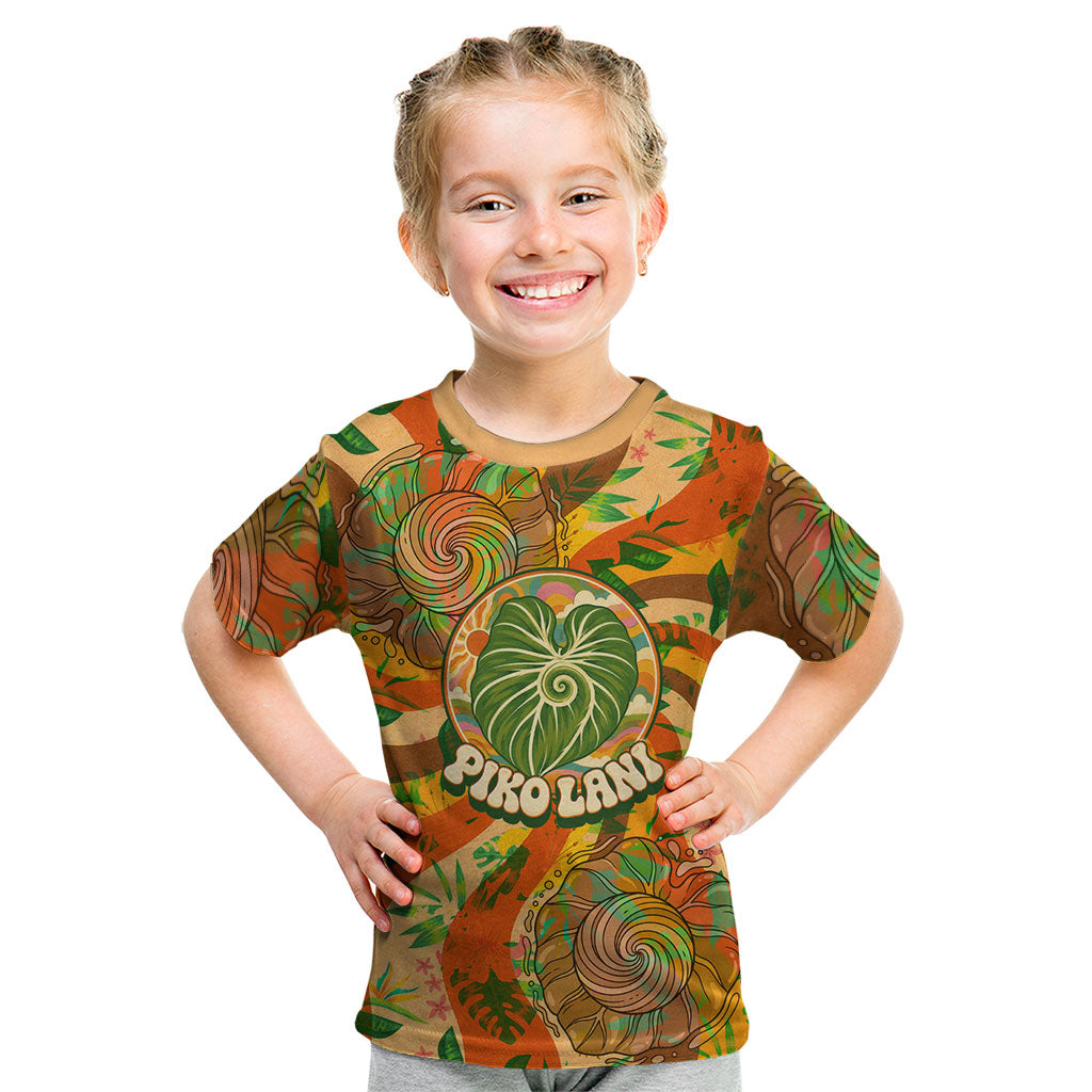 Hawaiian Piko Lani Cultivate I Ka Piko Aloha Kid T Shirt Retro Psychedelic Taro Leaf - Hibiscus Flowers
