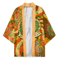 Hawaiian Piko Lani Cultivate I Ka Piko Aloha Kimono Retro Psychedelic Taro Leaf - Hibiscus Flowers
