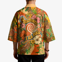 Hawaiian Piko Lani Cultivate I Ka Piko Aloha Kimono Retro Psychedelic Taro Leaf - Hibiscus Flowers