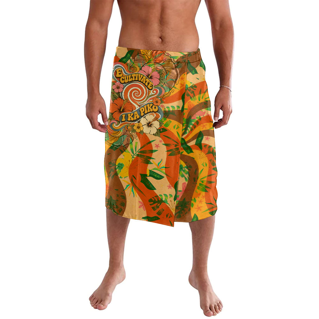 Hawaiian Piko Lani Cultivate I Ka Piko Aloha Lavalava Retro Psychedelic Taro Leaf - Hibiscus Flowers
