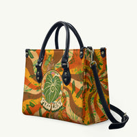 Hawaiian Piko Lani Cultivate I Ka Piko Aloha Leather Bag Retro Psychedelic Taro Leaf - Hibiscus Flowers
