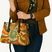 Hawaiian Piko Lani Cultivate I Ka Piko Aloha Leather Bag Retro Psychedelic Taro Leaf - Hibiscus Flowers