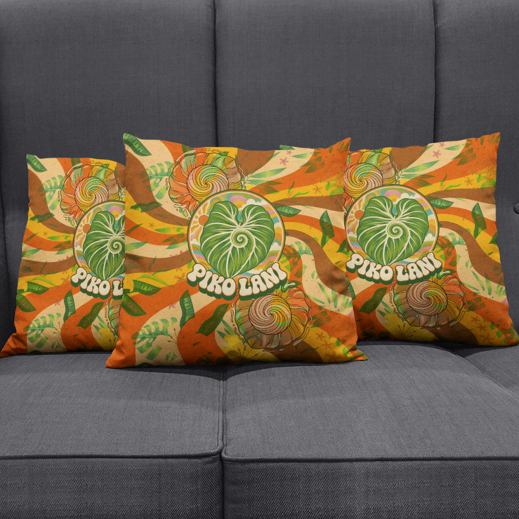 Hawaiian Piko Lani Cultivate I Ka Piko Aloha Pillow Cover Retro Psychedelic Taro Leaf - Hibiscus Flowers