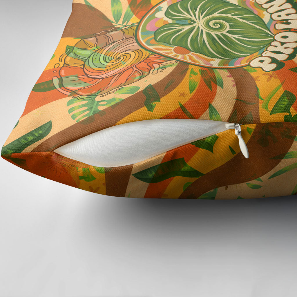 Hawaiian Piko Lani Cultivate I Ka Piko Aloha Pillow Cover Retro Psychedelic Taro Leaf - Hibiscus Flowers