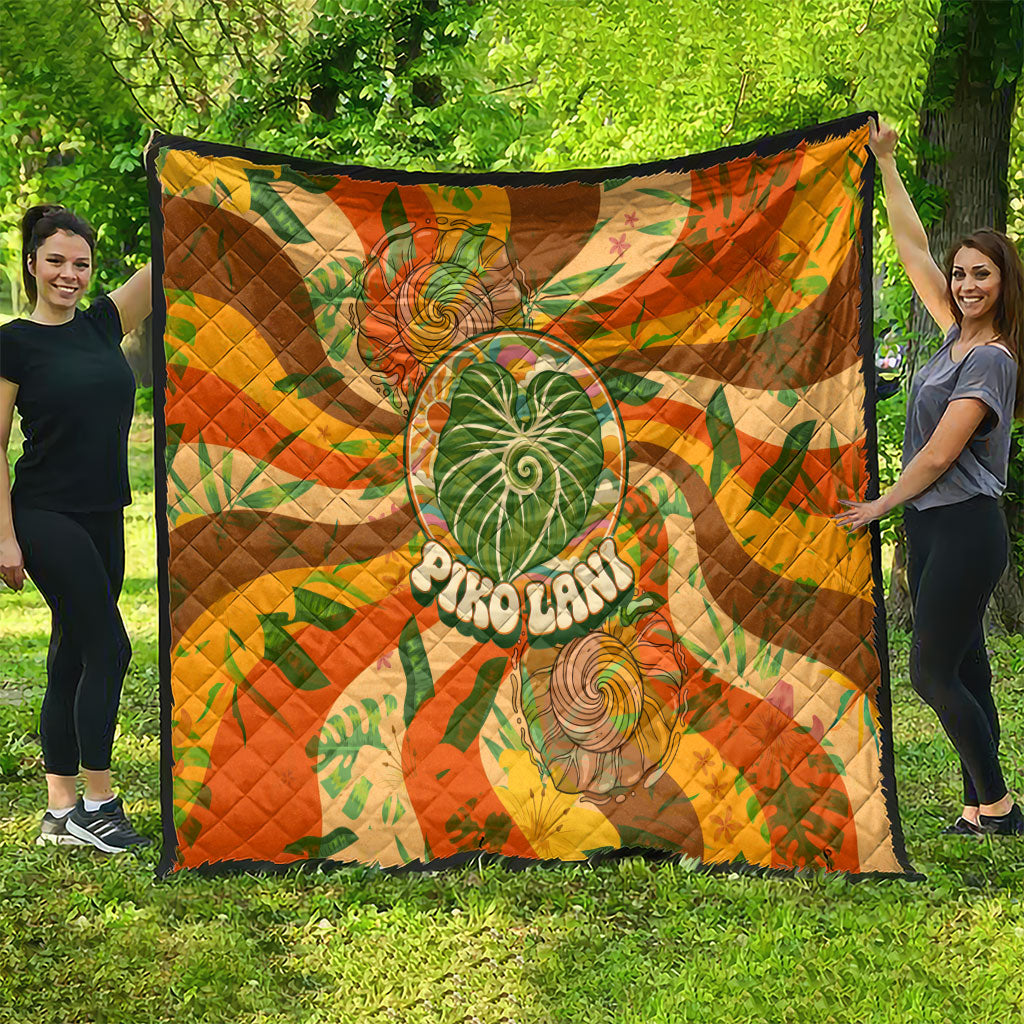 Hawaiian Piko Lani Cultivate I Ka Piko Aloha Quilt Retro Psychedelic Taro Leaf - Hibiscus Flowers
