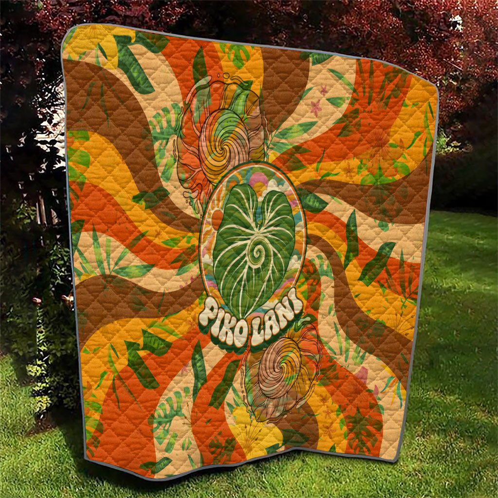 Hawaiian Piko Lani Cultivate I Ka Piko Aloha Quilt Retro Psychedelic Taro Leaf - Hibiscus Flowers