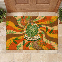 Hawaiian Piko Lani Cultivate I Ka Piko Aloha Rubber Doormat Retro Psychedelic Taro Leaf - Hibiscus Flowers