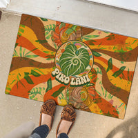 Hawaiian Piko Lani Cultivate I Ka Piko Aloha Rubber Doormat Retro Psychedelic Taro Leaf - Hibiscus Flowers