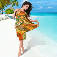 Hawaiian Piko Lani Cultivate I Ka Piko Aloha Sarong Retro Psychedelic Taro Leaf - Hibiscus Flowers