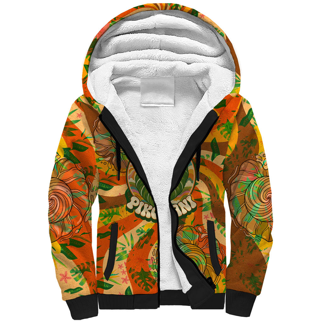Hawaiian Piko Lani Cultivate I Ka Piko Aloha Sherpa Hoodie Retro Psychedelic Taro Leaf - Hibiscus Flowers