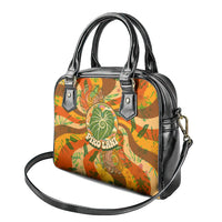 Hawaiian Piko Lani Cultivate I Ka Piko Aloha Shoulder Handbag Retro Psychedelic Taro Leaf - Hibiscus Flowers