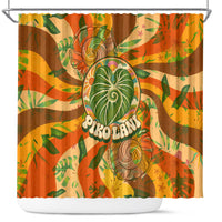 Hawaiian Piko Lani Cultivate I Ka Piko Aloha Shower Curtain Retro Psychedelic Taro Leaf - Hibiscus Flowers