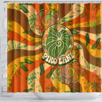 Hawaiian Piko Lani Cultivate I Ka Piko Aloha Shower Curtain Retro Psychedelic Taro Leaf - Hibiscus Flowers