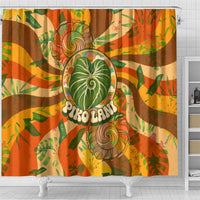Hawaiian Piko Lani Cultivate I Ka Piko Aloha Shower Curtain Retro Psychedelic Taro Leaf - Hibiscus Flowers