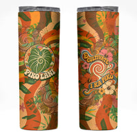 Hawaiian Piko Lani Cultivate I Ka Piko Aloha Skinny Tumbler Retro Psychedelic Taro Leaf - Hibiscus Flowers