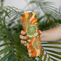 Hawaiian Piko Lani Cultivate I Ka Piko Aloha Skinny Tumbler Retro Psychedelic Taro Leaf - Hibiscus Flowers