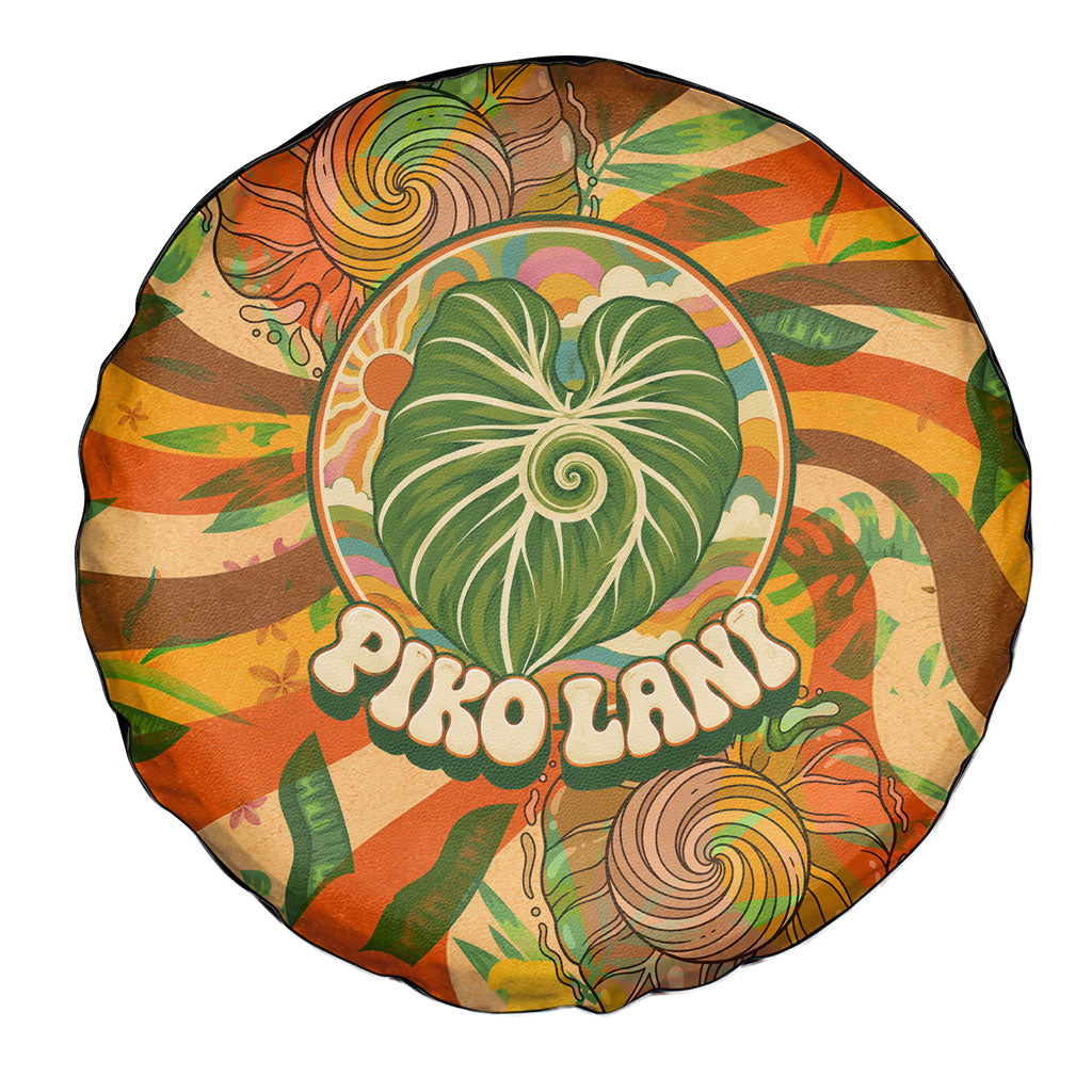 Hawaiian Piko Lani Cultivate I Ka Piko Aloha Spare Tire Cover Retro Psychedelic Taro Leaf - Hibiscus Flowers
