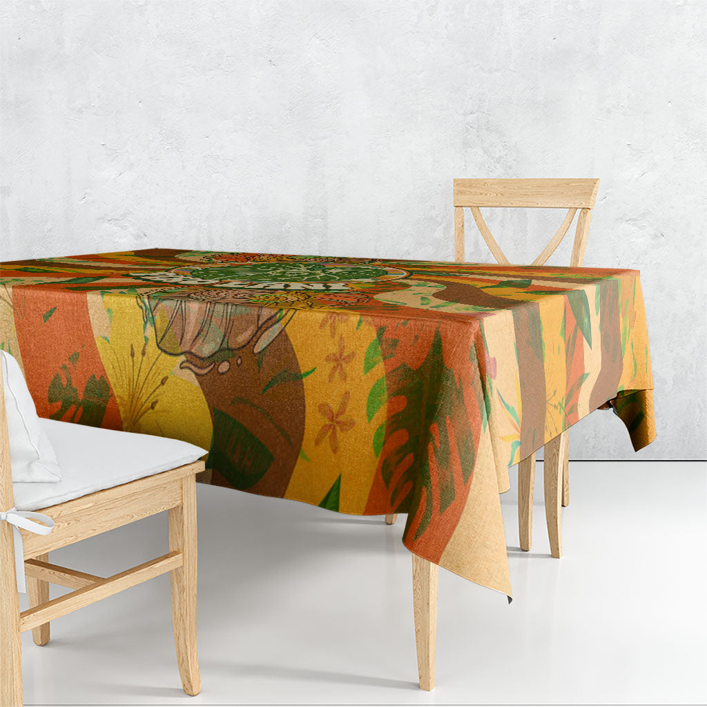 Hawaiian Piko Lani Cultivate I Ka Piko Aloha Tablecloth Retro Psychedelic Taro Leaf - Hibiscus Flowers