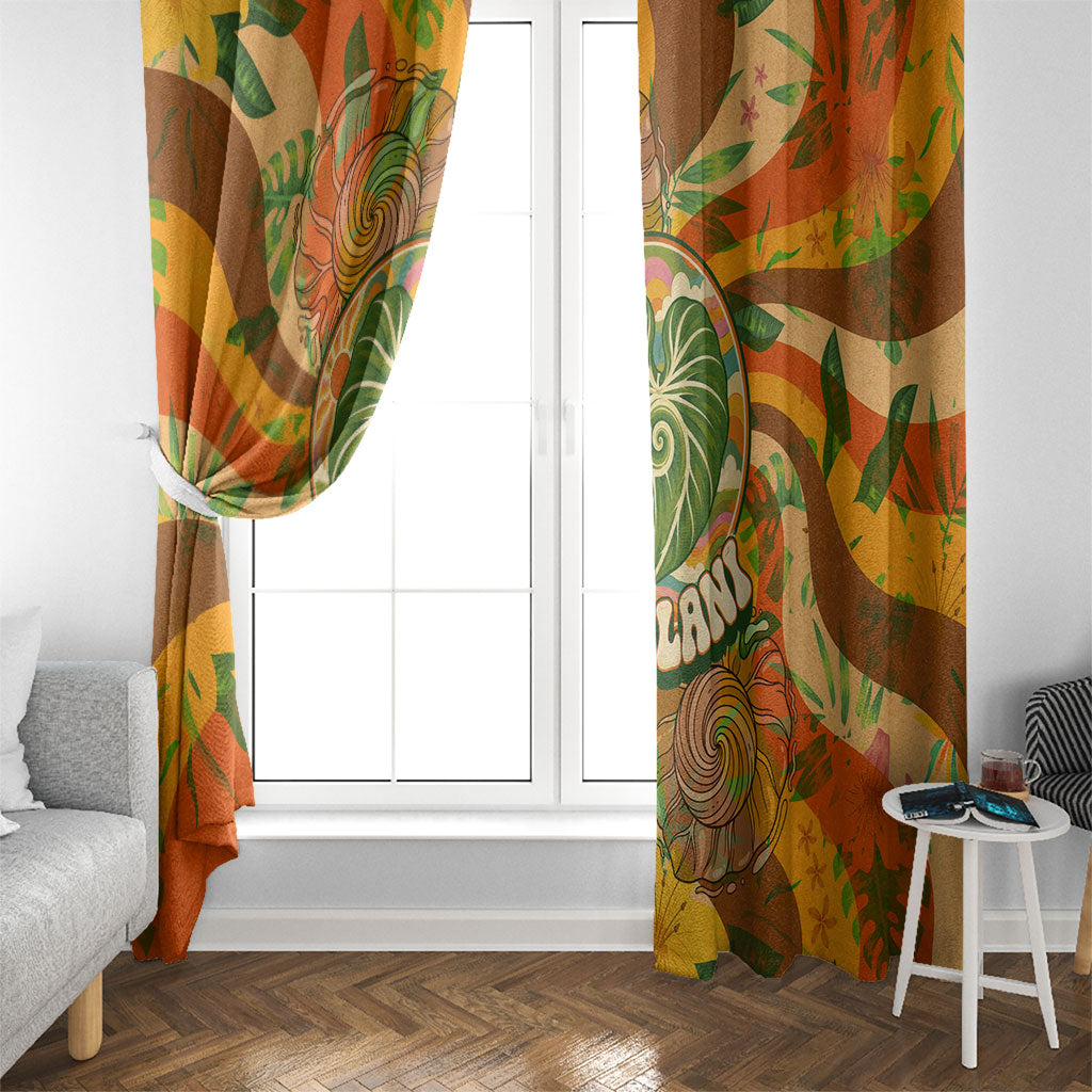 Hawaiian Piko Lani Cultivate I Ka Piko Aloha Window Curtain Retro Psychedelic Taro Leaf - Hibiscus Flowers
