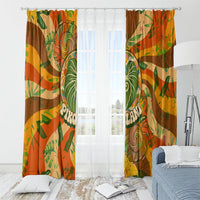 Hawaiian Piko Lani Cultivate I Ka Piko Aloha Window Curtain Retro Psychedelic Taro Leaf - Hibiscus Flowers