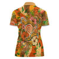 Hawaiian Piko Lani Cultivate I Ka Piko Aloha Women Polo Shirt Retro Psychedelic Taro Leaf - Hibiscus Flowers