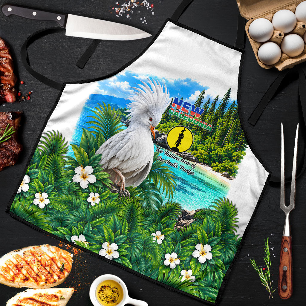 New Caledonia Kagu Bird Nature Apron South Pacific Hidden Gem Tropical Landscape TS04 Green White - Polynesian Pride