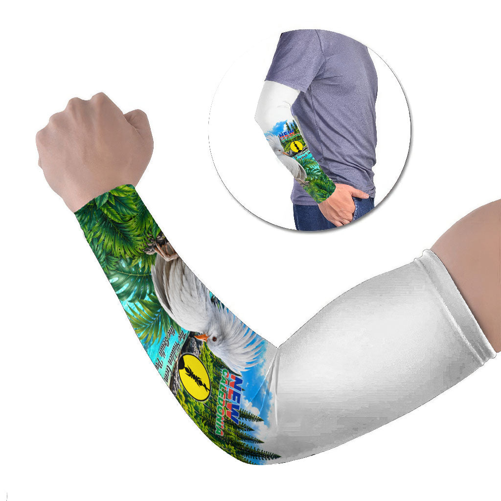 New Caledonia Kagu Bird Nature Arm Sleeves South Pacific Hidden Gem Tropical Landscape TS04 Set of 2 Green White - Polynesian Pride