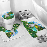 New Caledonia Kagu Bird Nature Bathroom Set South Pacific Hidden Gem Tropical Landscape TS04 Mat Set Only (3 pcs) One Size Green White - Polynesian Pride