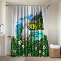 New Caledonia Kagu Bird Nature Bathroom Set South Pacific Hidden Gem Tropical Landscape TS04 Shower Curtain Only Green White - Polynesian Pride