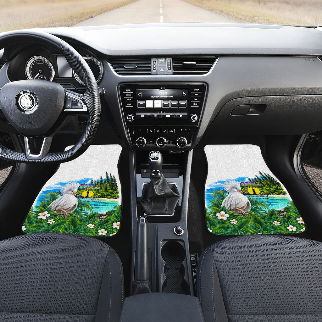 New Caledonia Kagu Bird Nature Car Mats South Pacific Hidden Gem Tropical Landscape TS04 Set 2pcs - Front Green White - Polynesian Pride