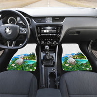 New Caledonia Kagu Bird Nature Car Mats South Pacific Hidden Gem Tropical Landscape TS04 Set 2pcs - Front Green White - Polynesian Pride