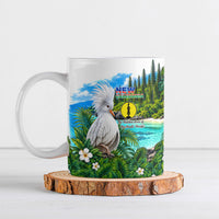 New Caledonia Kagu Bird Nature Ceramic Mug South Pacific Hidden Gem Tropical Landscape TS04 Green White - Polynesian Pride