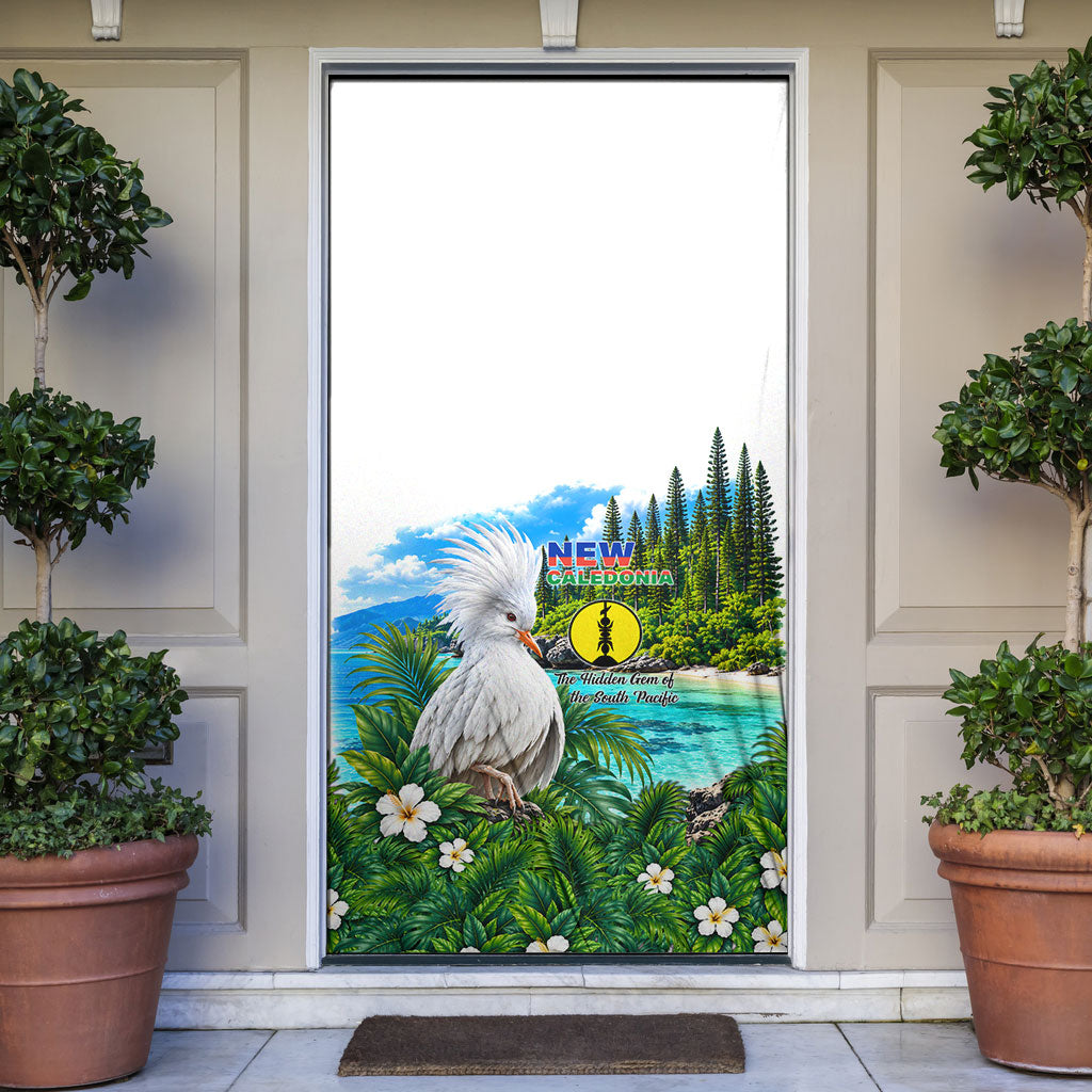 New Caledonia Kagu Bird Nature Door Cover South Pacific Hidden Gem Tropical Landscape TS04 Green White - Polynesian Pride