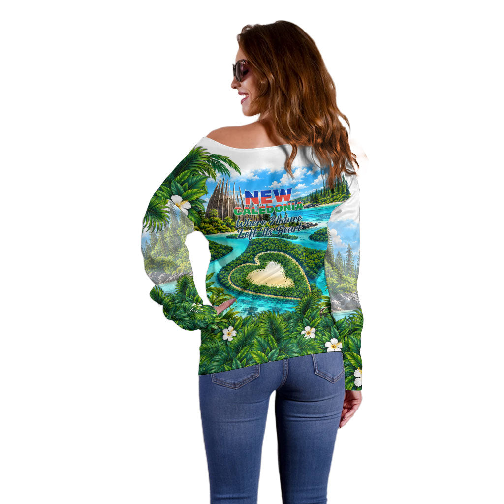 New Caledonia Kagu Bird Nature Off Shoulder Sweater South Pacific Hidden Gem Tropical Landscape TS04 - Polynesian Pride