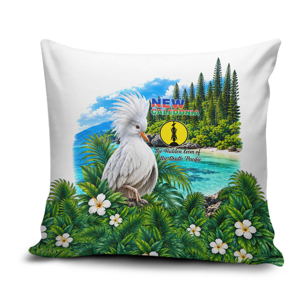 New Caledonia Kagu Bird Nature Pillow Cover South Pacific Hidden Gem Tropical Landscape TS04 Green White - Polynesian Pride