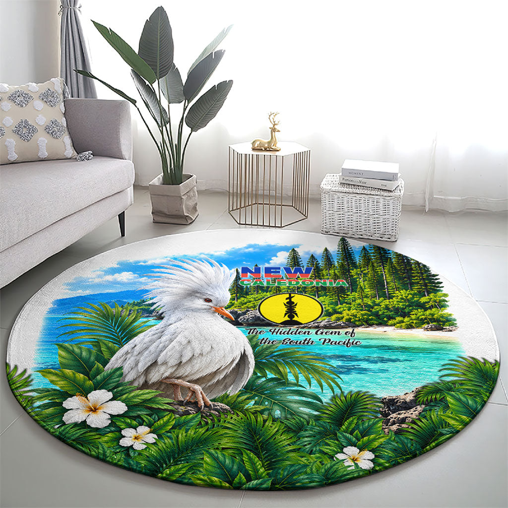 New Caledonia Kagu Bird Nature Round Carpet South Pacific Hidden Gem Tropical Landscape TS04 - Polynesian Pride
