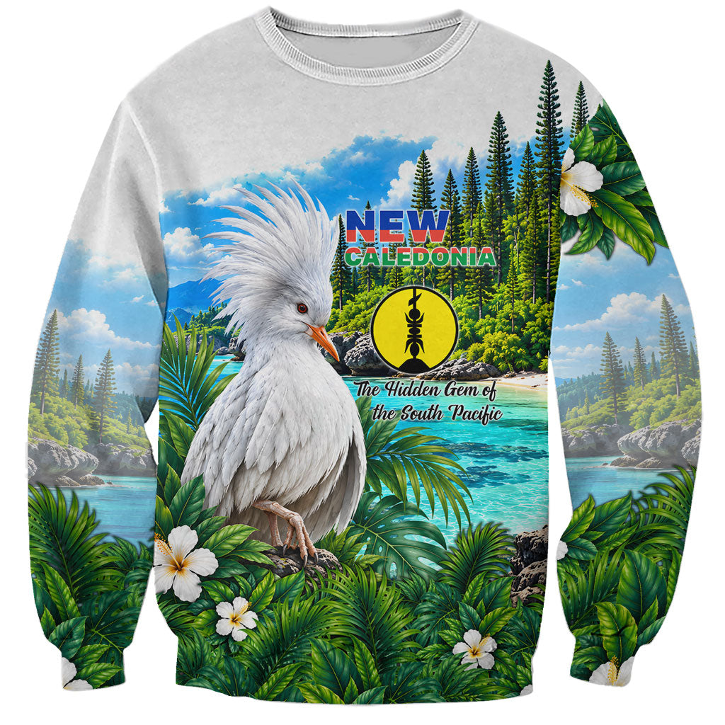New Caledonia Kagu Bird Nature Sweatshirt South Pacific Hidden Gem Tropical Landscape TS04 Unisex Green White - Polynesian Pride