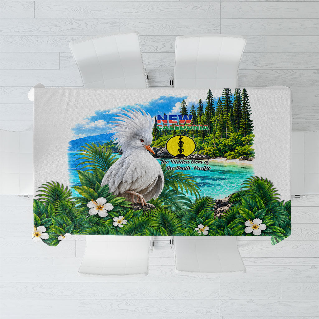 New Caledonia Kagu Bird Nature Tablecloth South Pacific Hidden Gem Tropical Landscape TS04 Green White - Polynesian Pride