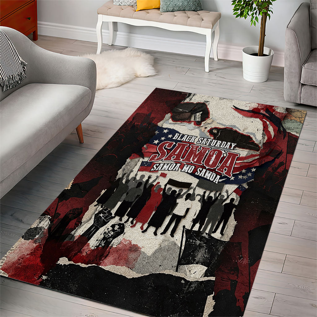Samoa Black Saturday 1929 Area Rug Mau Movement Vintage Newspaper Grunge Polynesian TS04 - Polynesian Pride