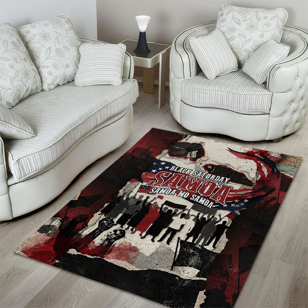Samoa Black Saturday 1929 Area Rug Mau Movement Vintage Newspaper Grunge Polynesian TS04 - Polynesian Pride