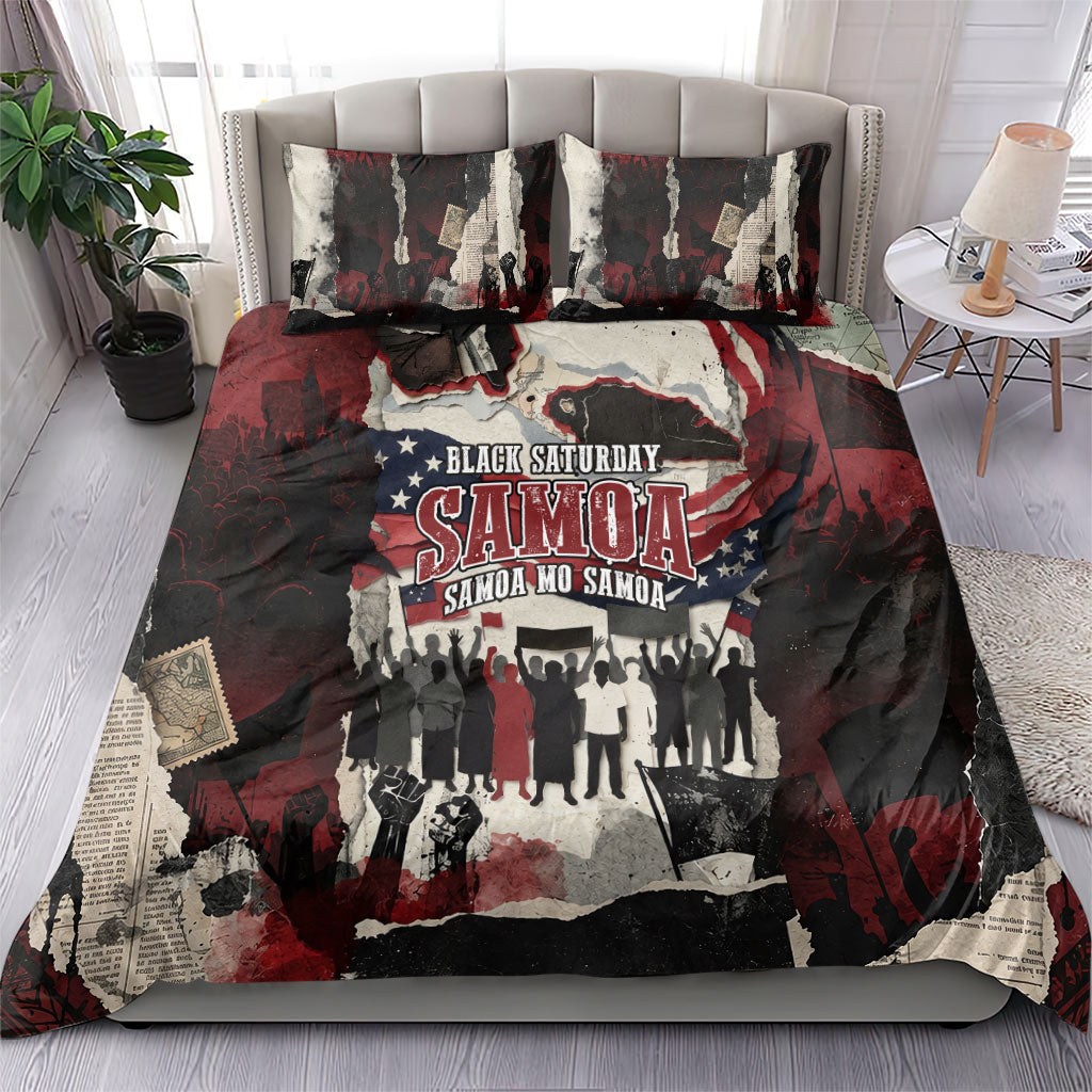 Samoa Black Saturday 1929 Bedding Set Mau Movement Vintage Newspaper Grunge Polynesian