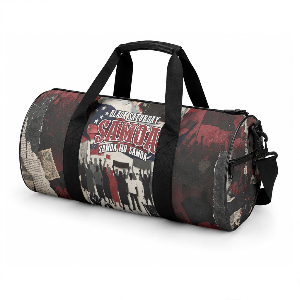 Samoa Black Saturday 1929 Duffle Bag Mau Movement Vintage Newspaper Grunge Polynesian