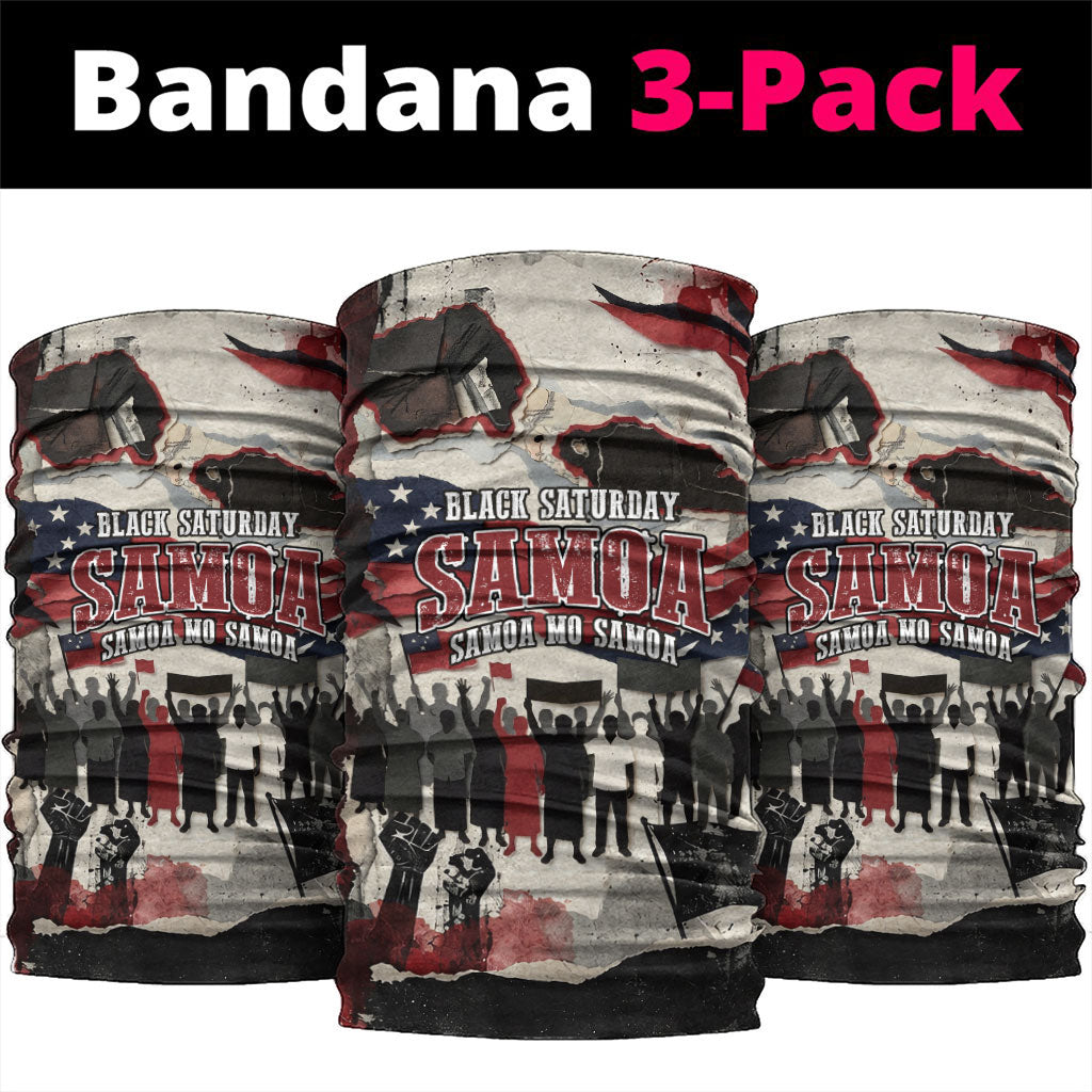 Samoa Black Saturday 1929 Neck Gaiter Mau Movement Vintage Newspaper Grunge Polynesian TS04 package One Size: 25*50cm Black Red - Polynesian Pride