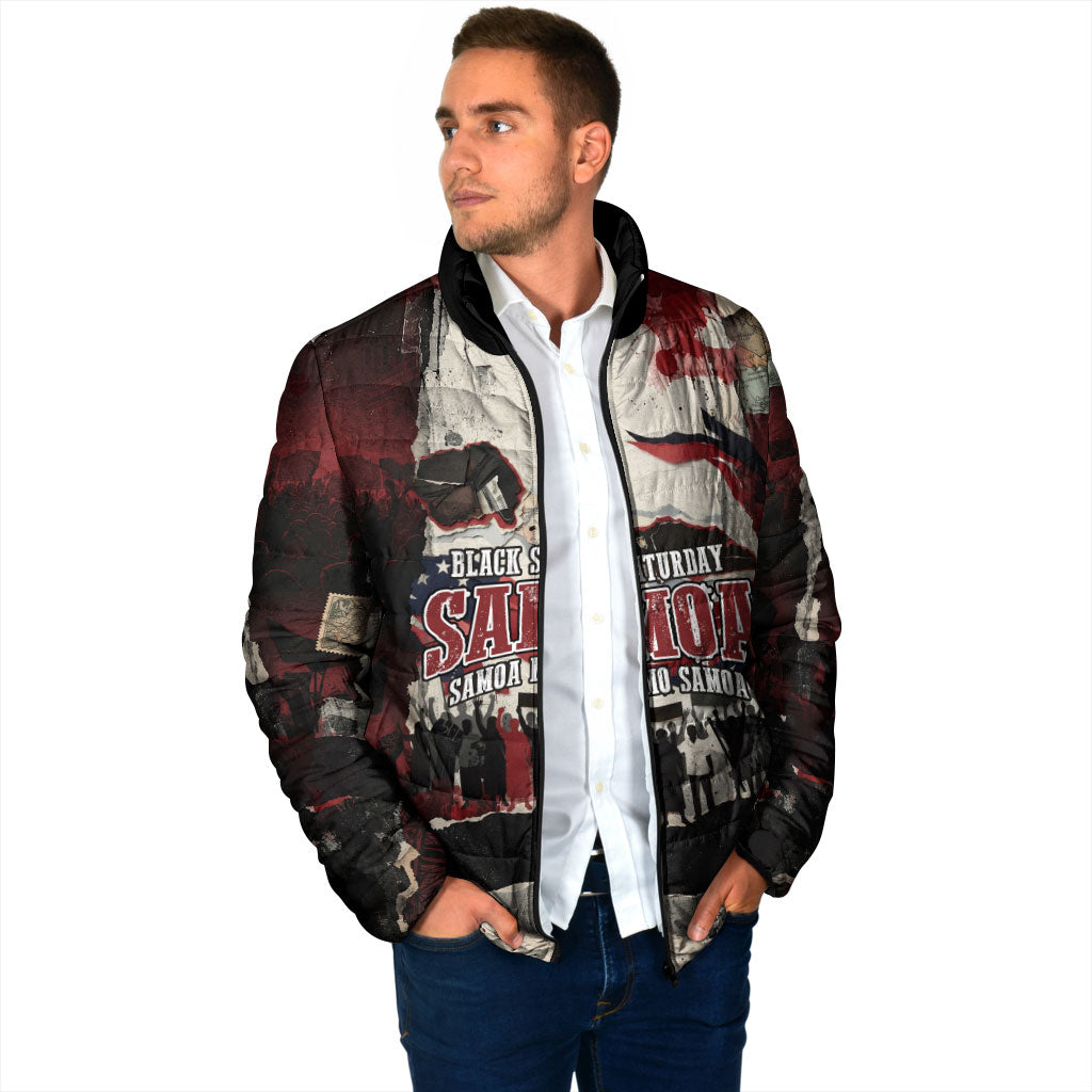 Samoa Black Saturday 1929 Padded Jacket Mau Movement Vintage Newspaper Grunge Polynesian
