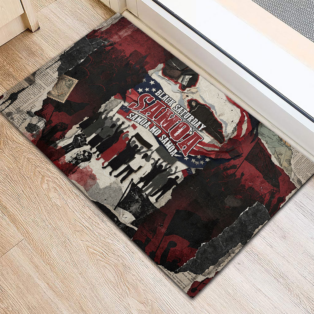 Samoa Black Saturday 1929 Rubber Doormat Mau Movement Vintage Newspaper Grunge Polynesian TS04 - Polynesian Pride