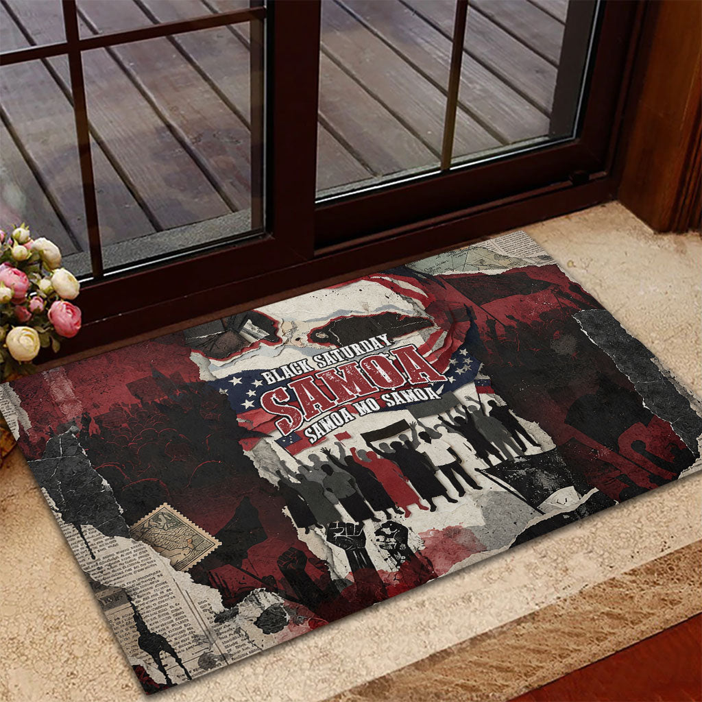 Samoa Black Saturday 1929 Rubber Doormat Mau Movement Vintage Newspaper Grunge Polynesian TS04 - Polynesian Pride