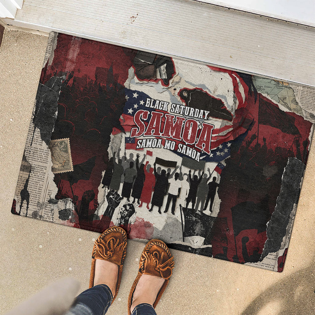 Samoa Black Saturday 1929 Rubber Doormat Mau Movement Vintage Newspaper Grunge Polynesian TS04 - Polynesian Pride